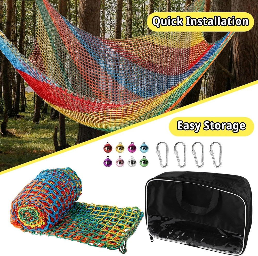 Climbing Net 6.5' x 9.8', Double Layer, Multicolor