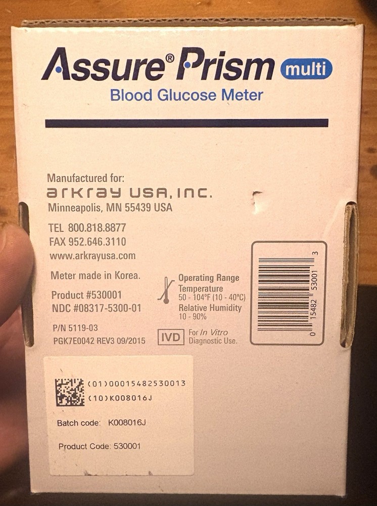 New Arkray Assure Prism Multi Blood Glucose Meter - No Coding - Fast 5 Sec