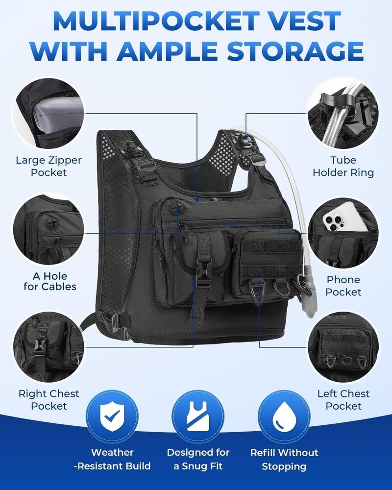 Running Vest with 2L Water Bladder, Hydration Backpack with Adjustable Straps
