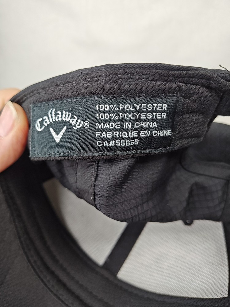 Callaway Golf Hat Logo Baseball Hat Adjustable Hook & Loop Black Shiny Logo