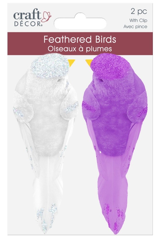 Craft Dcor Essentials FeatheredBird  4.3" 2/Pkg-Flair - 6 Pack