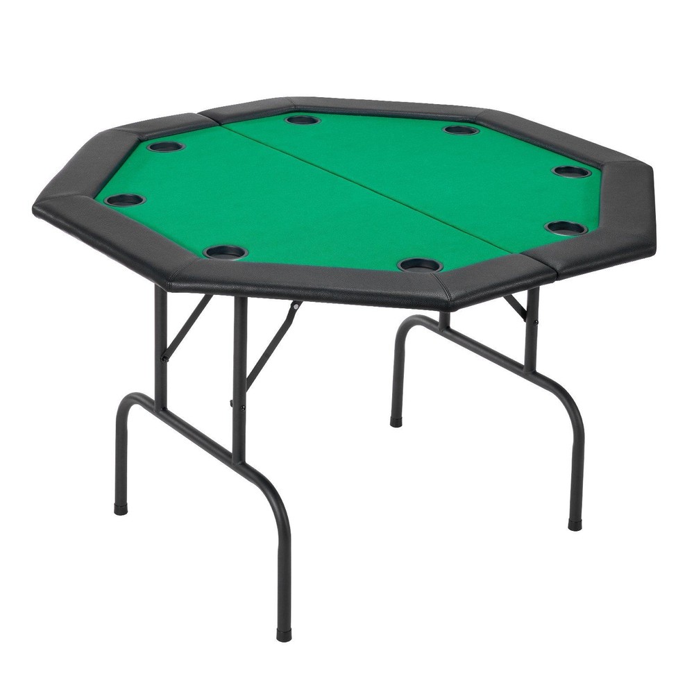 8-Player 48in Octagonal Poker Table Foldable with Waterproof Padded Rails