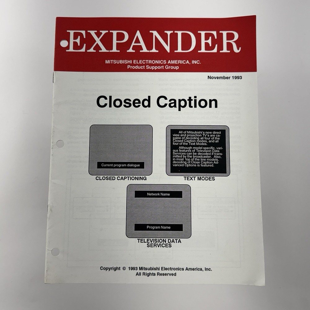 Mitsubishi Closed Caption Expander Issue Nov 1993