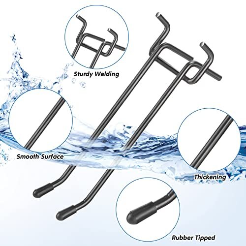 Pegboard Double Arm Peg Straight Hook Garage Storage Wall Organizer Pegboard ...