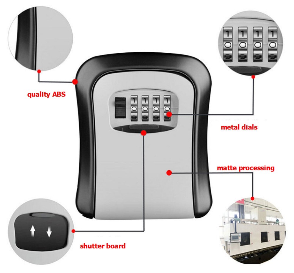 Digit Combination Key Lock Box Wall Mount Safe Security Storage Case Organizer
