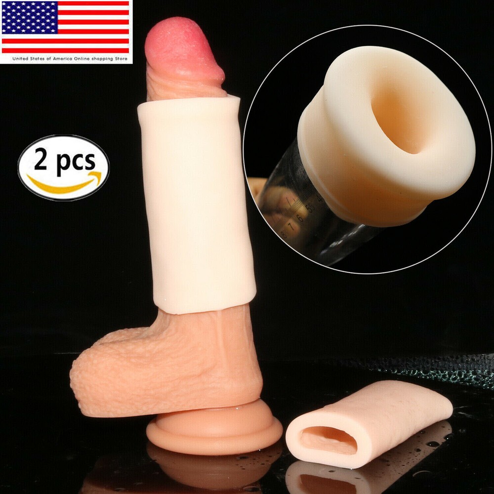 2PCS STRETCHABLE REPLACEMENT SILICONE SLEEVE EXTENDER PENIS PUMP VACUUM CYLINDER