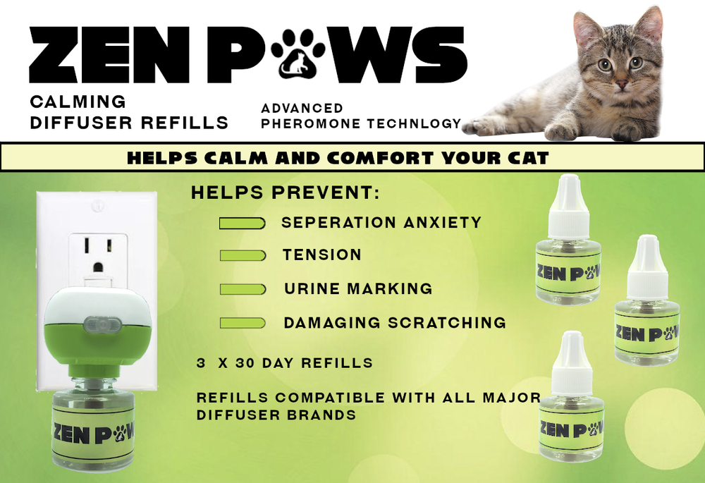 Zenpaws Calming Pheromone Diffuser - KIT Includes 1 Diffuser + 2 Refills