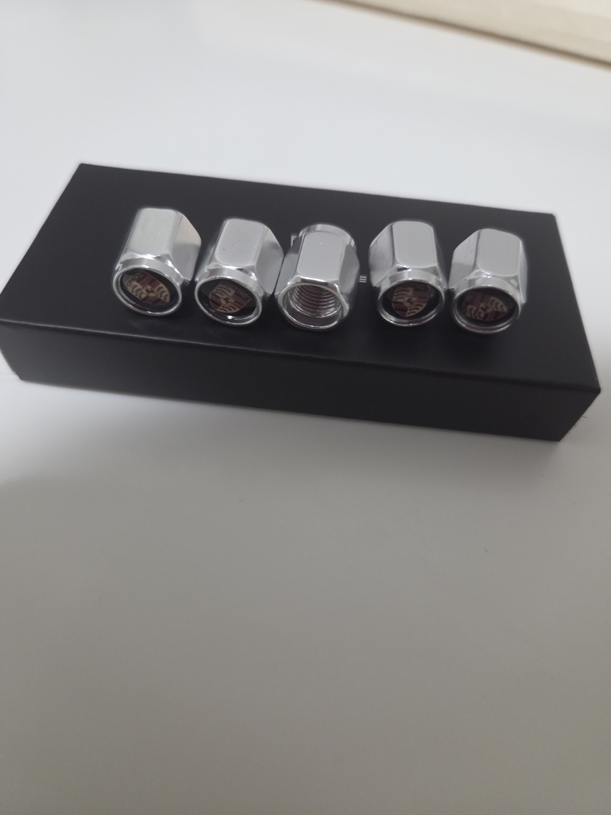 Universal Fits Porsche Tire Air Valve Stem Caps Cover for Cars 5 Count W/box