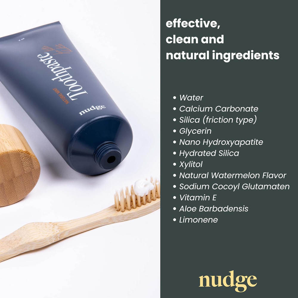 Nudge 10% Nano Hydroxyapatite Toothpaste, Remin+ Formula with Vitamin E, Fluorid