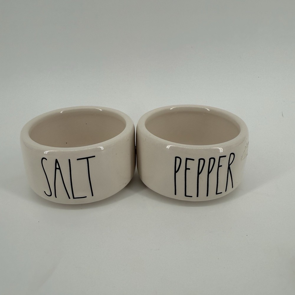Rae Dunn Salt & Pepper Holder White Ceramic Stackable Cellars Set w/ Lid