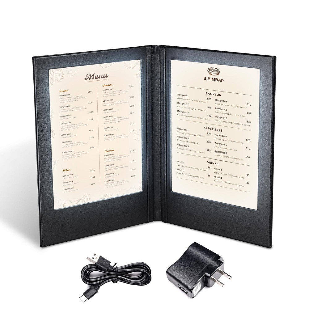 WeChef LED Backlit Menu Cover Folding Holder Double Panel Restaurant Fits 5"x7"