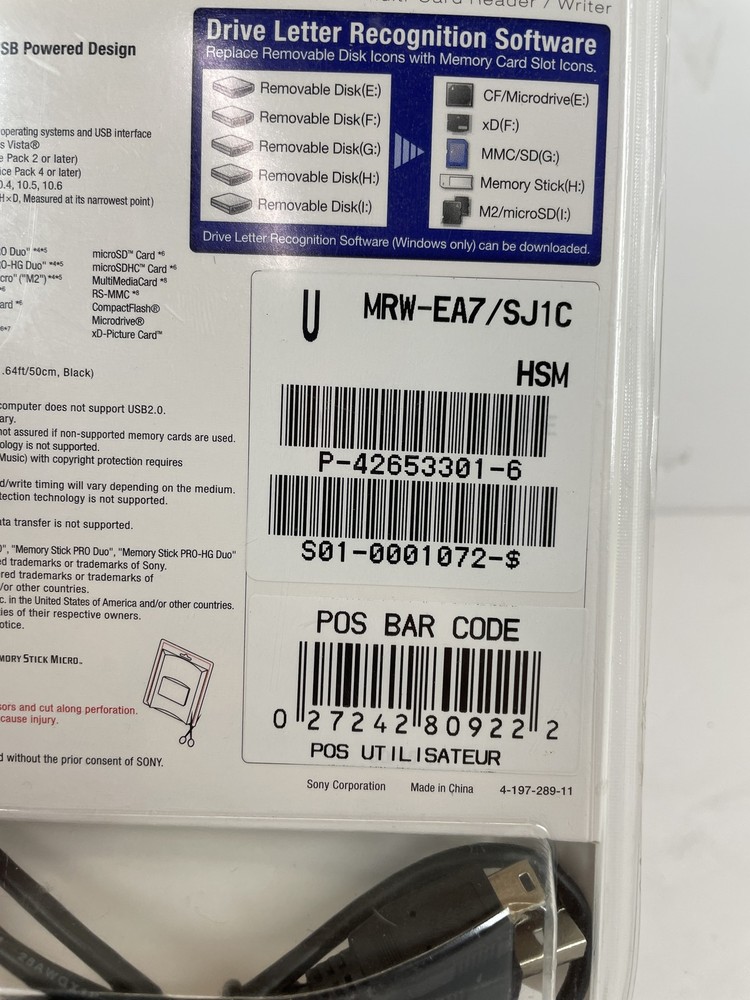 Sony MRW-EA7 Multi-Format USB 2.0 Card Reader/Writer For PC & Mac New Sealed