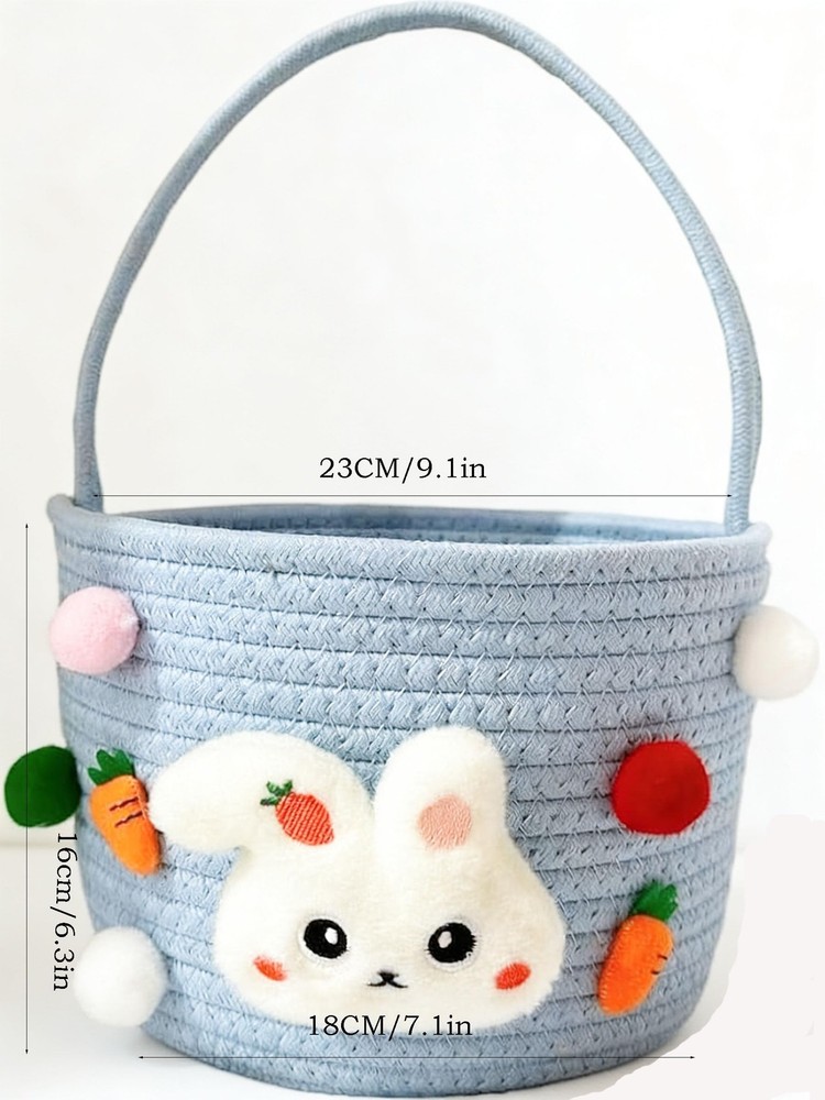 Empty Easter Basket with Handle & Cute Characters - Bunny Themed Gift Basket ...