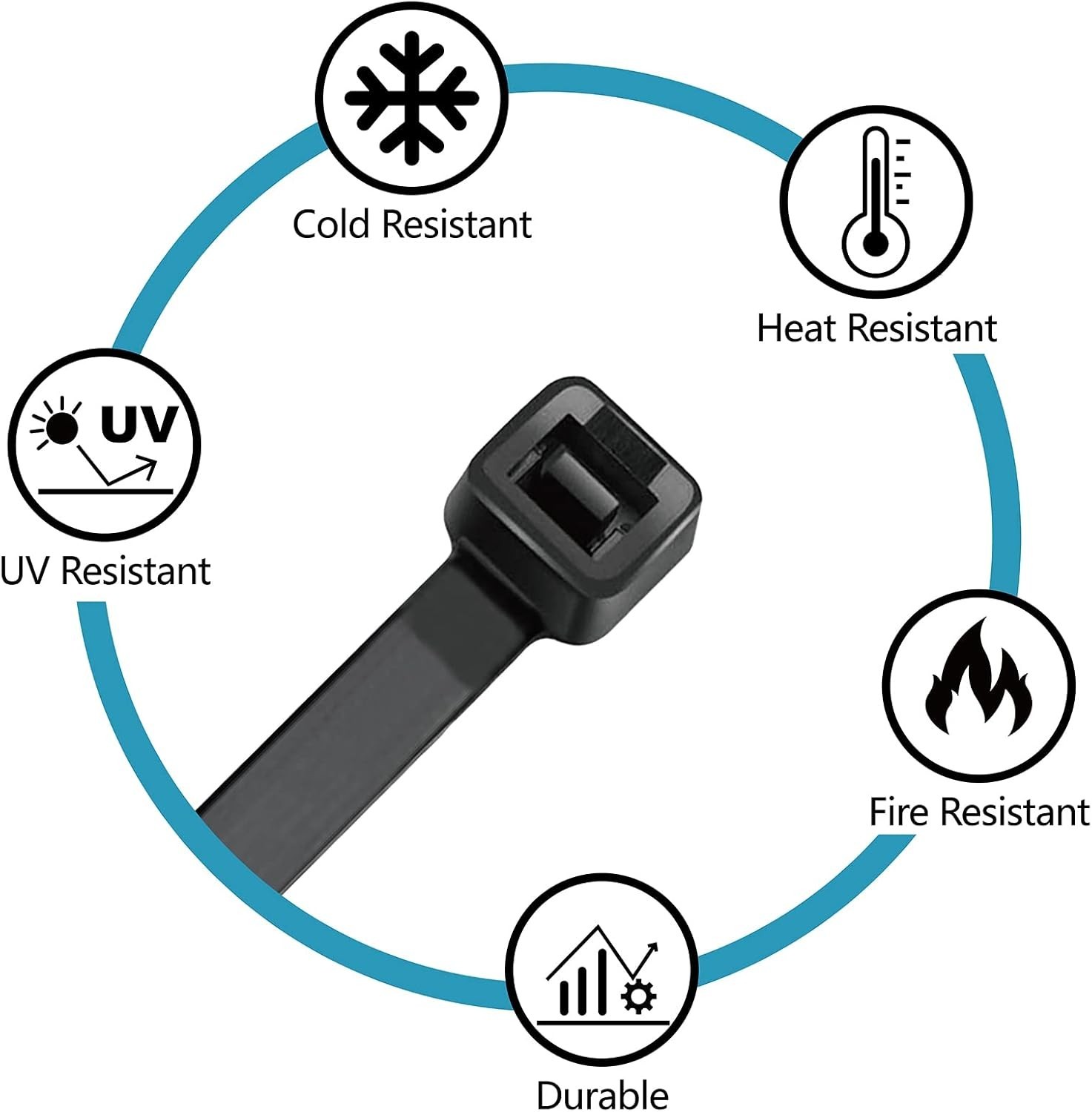 Zip Cable Ties Assorted Sizes(4”+6”+8”+12”) Heavy duty Nylon Black UV Resistant