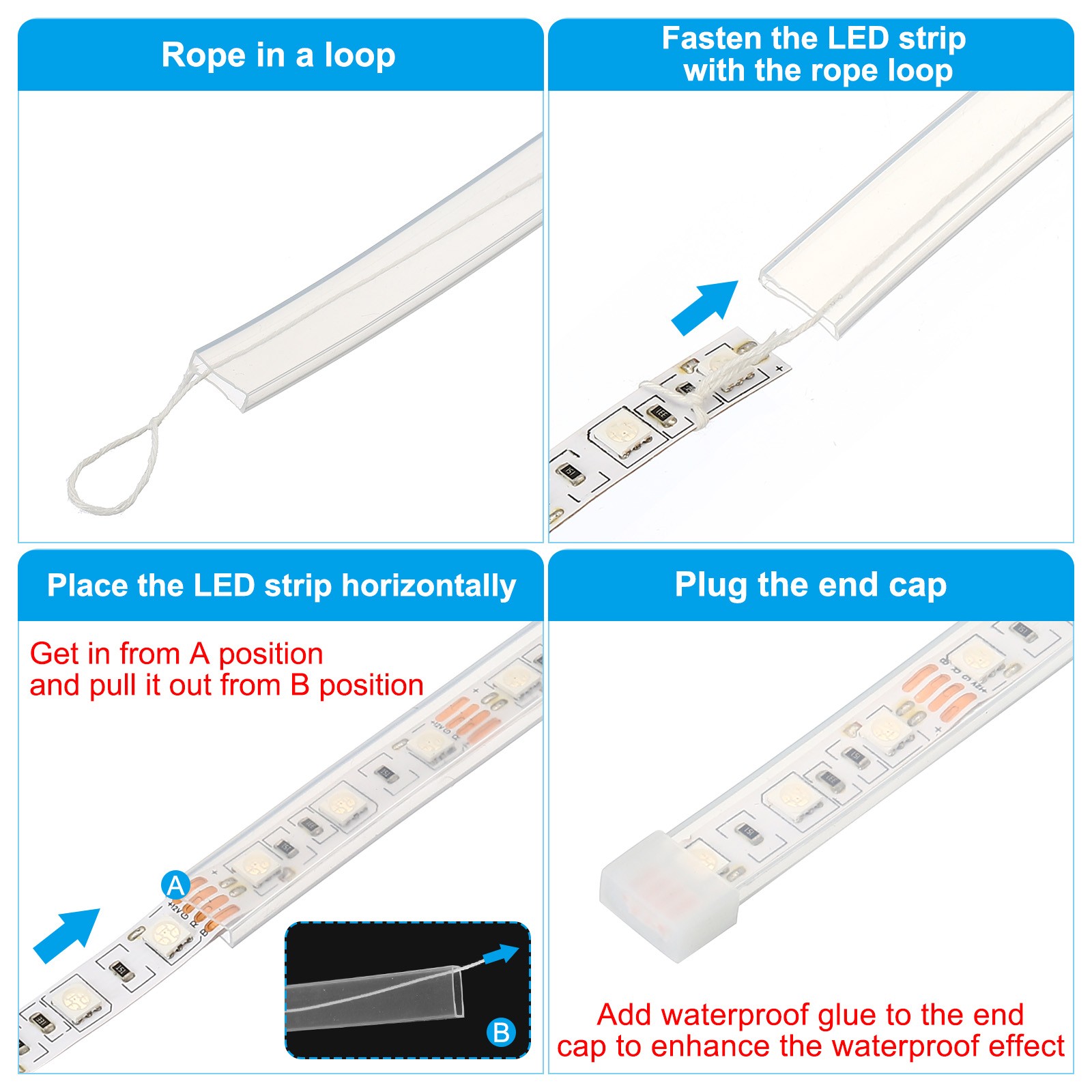 5M Silicone Tube Sleeve Waterproof Fit 5050/5630/5730 10mm Wide LED Strip Clear