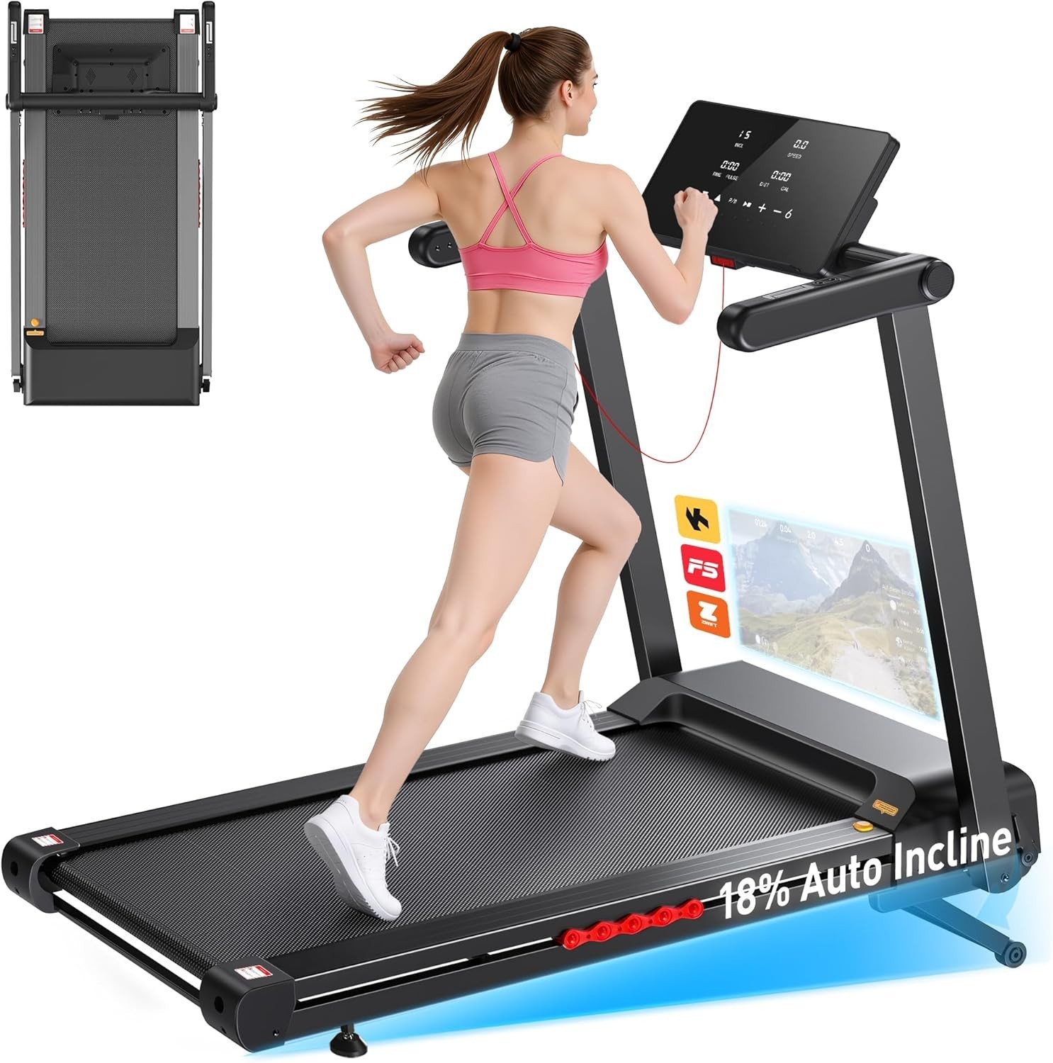 JAGJOG Treadmill for Home with Auto Incline, 3.5-4.5 HP Foldable Running Machine