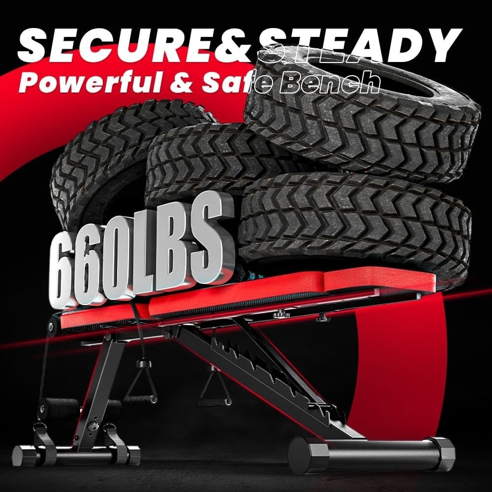 Adjustable Workout Bench with Foldable Design and Full Body Support