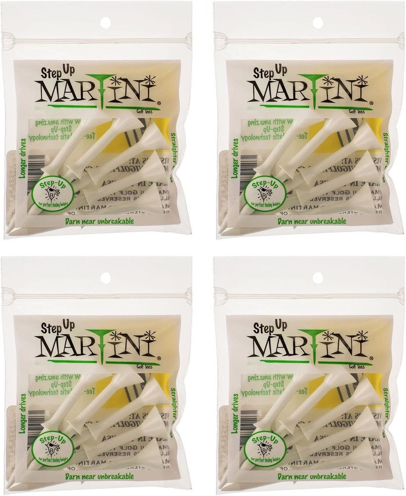 Martini 3 1/4" Step-Up Golf Tees - 4 Pack (20 Tees) (White) White
