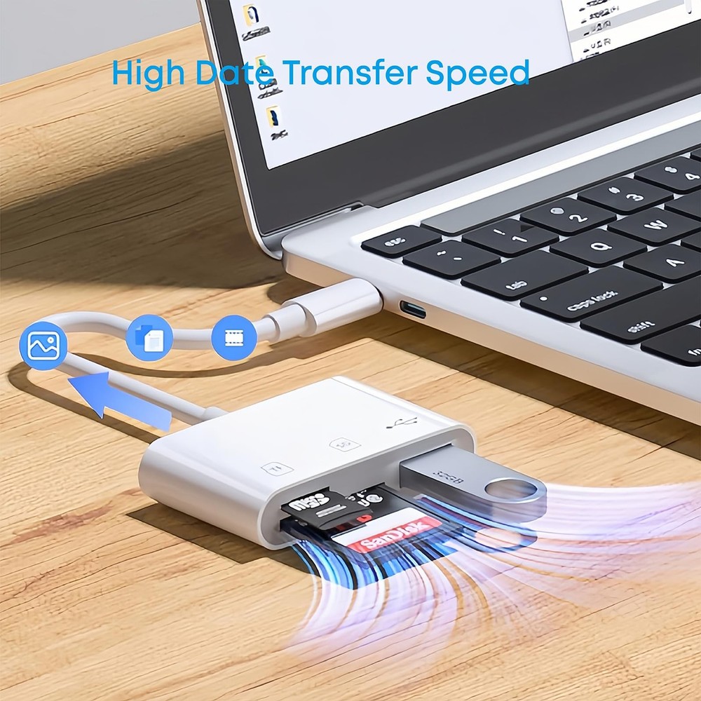 USB C SD/TF Card Reader Type-C Camera Adapter - 3 C, 3 Port (SD+TF+USB)