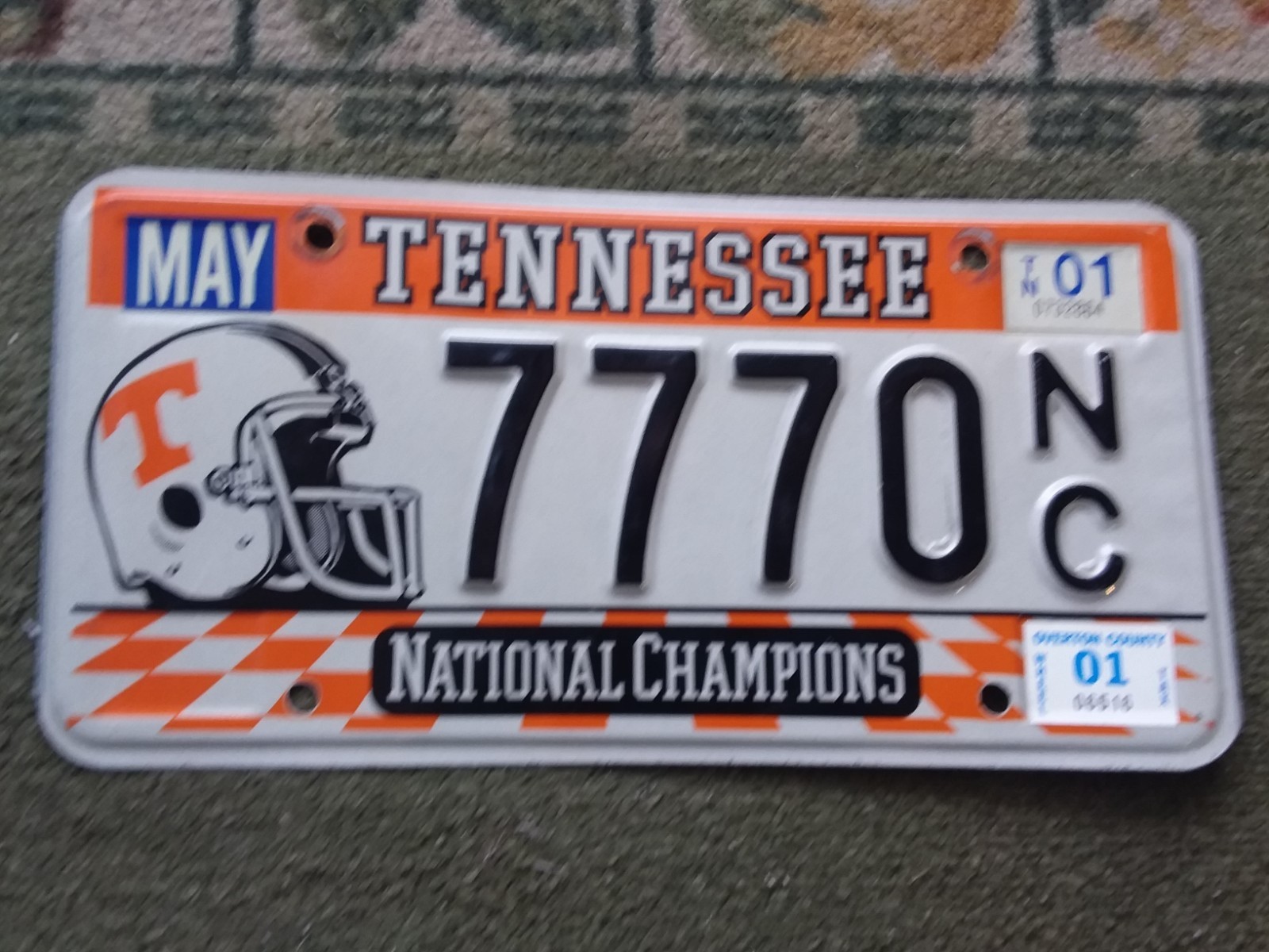 1998 Tennessee Vols Football National Champions License Plate Overton County