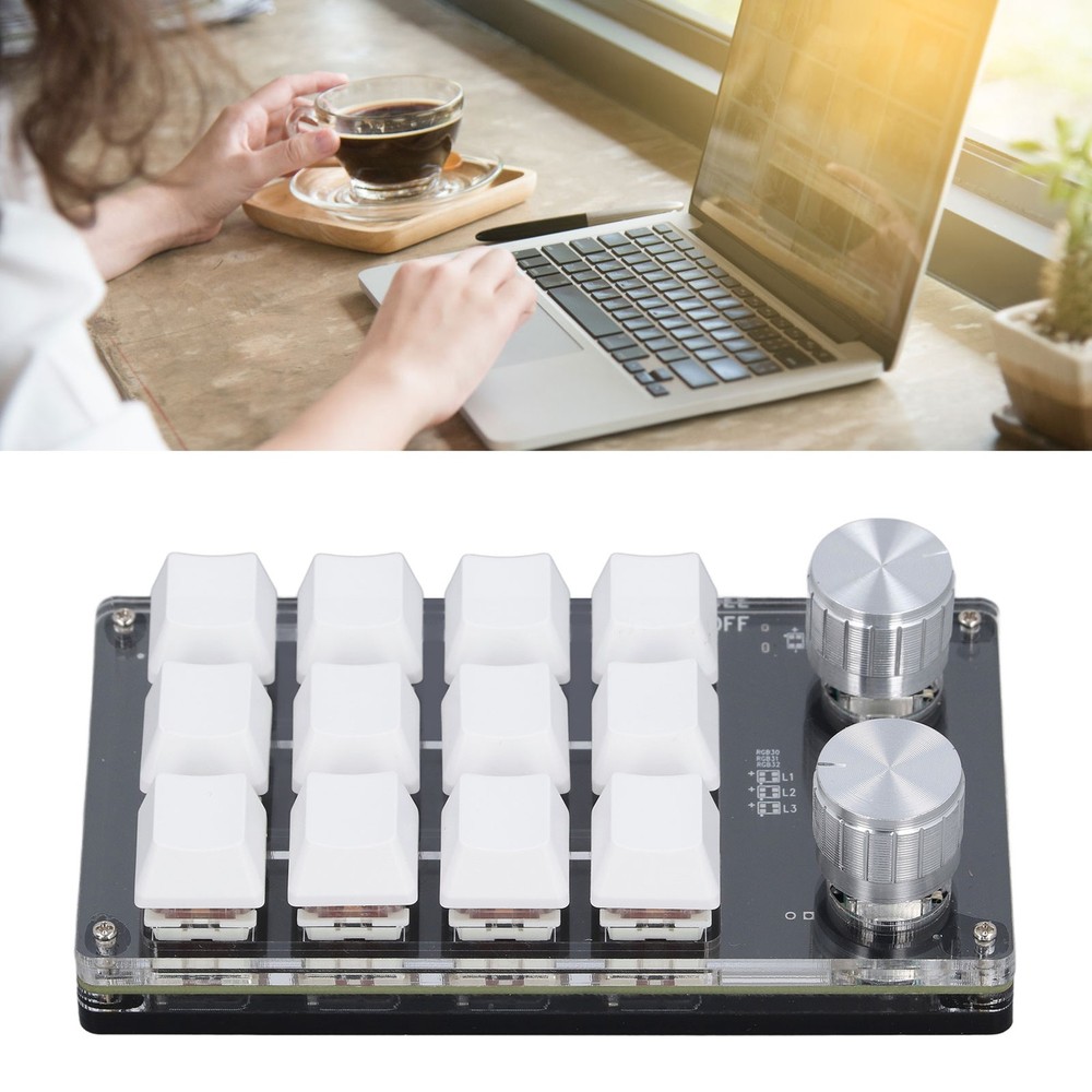 12 Key Knob Keyboard Programmable USB Dustproof Red Switch Mechanical New