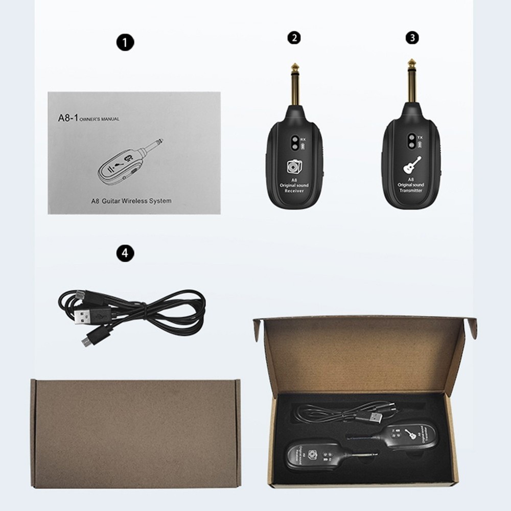 Professional Grade Wireless Guitar Transmitter & Receiver Rechargeable