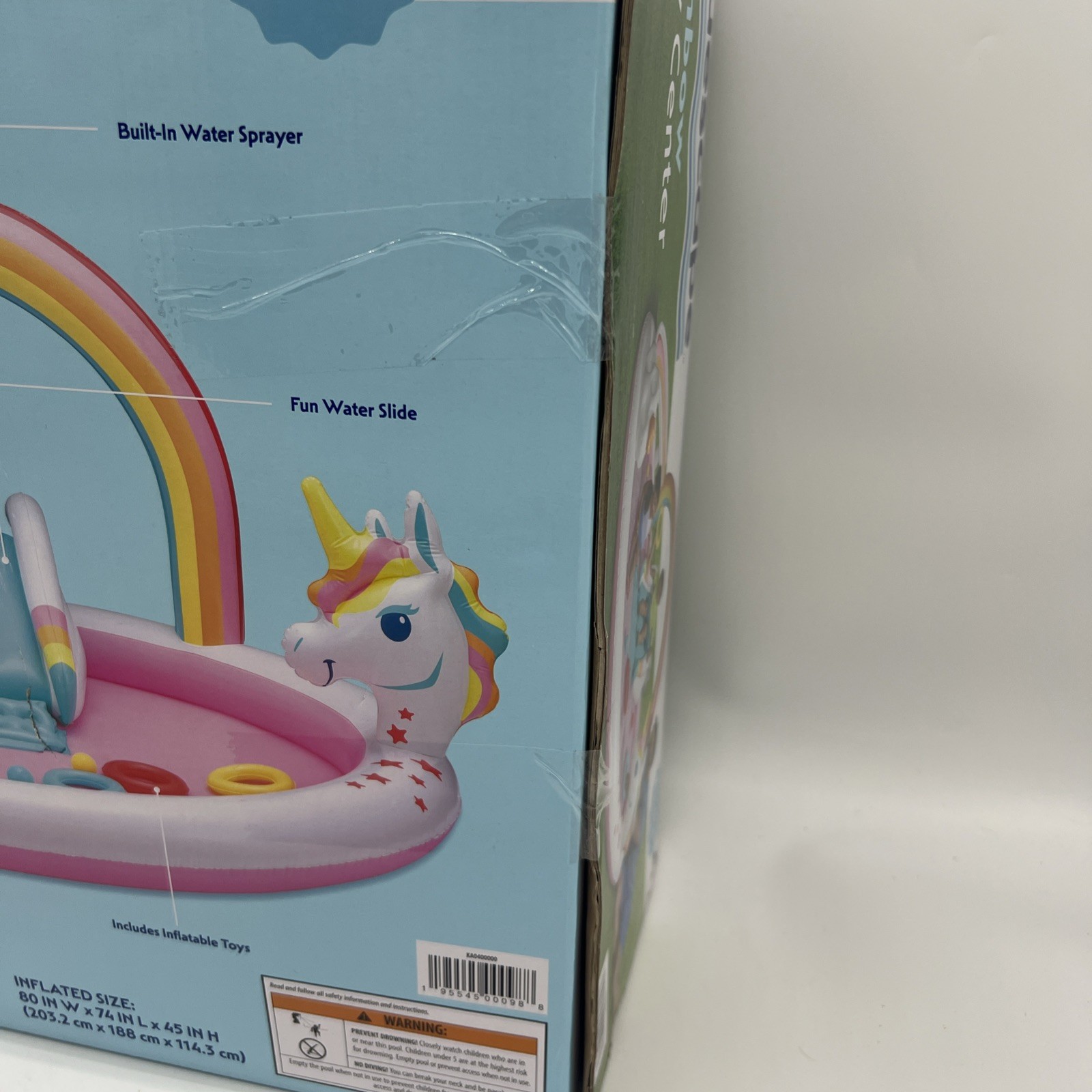 New Bluescape Rainbow Unicorn Play Center Fun Slide Pool 6ft 8in Age 2+ FreeS&H