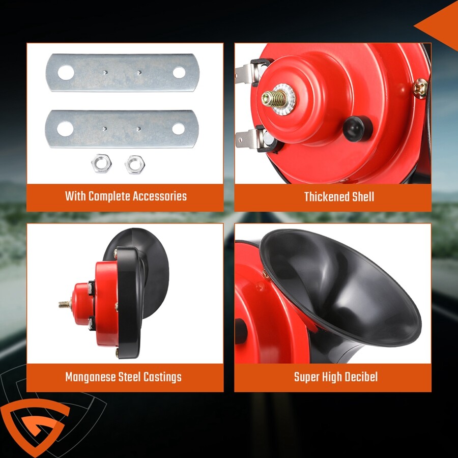 2x 12V 300DB Super Loud Train Horn Waterproof Motorcycle Car Truck SUV Boat Red
