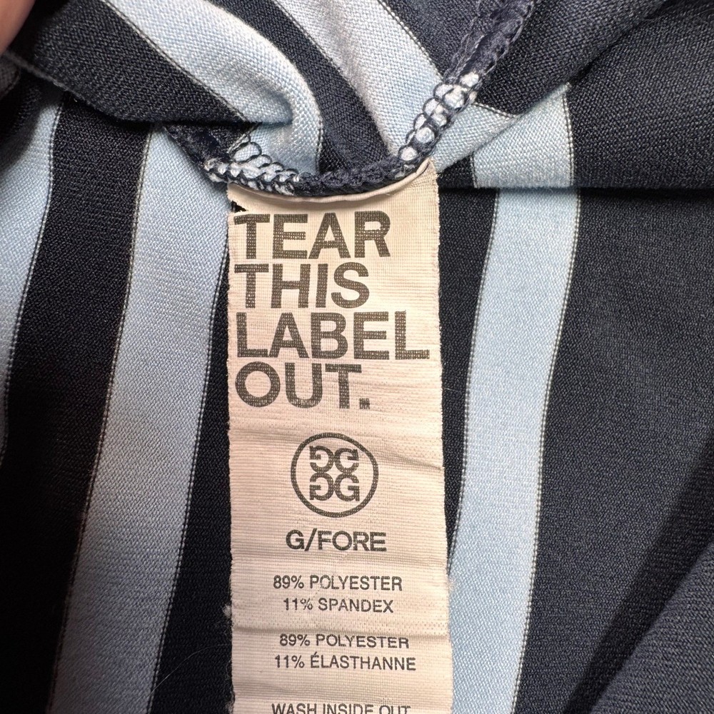 G/FORE Mens XL Quarter Zip Golf Pullover Navy Blue White Striped Performance