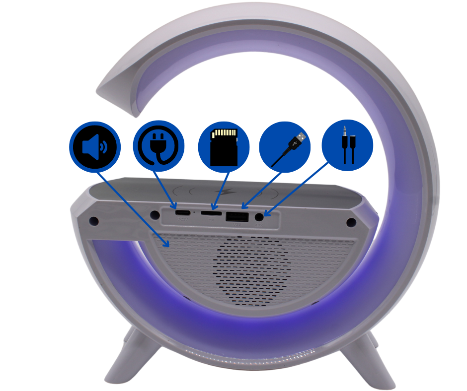 Jaspertronics™ Wireless LED Lighting-Charging Dock-Alarm Clock with Bluetooth