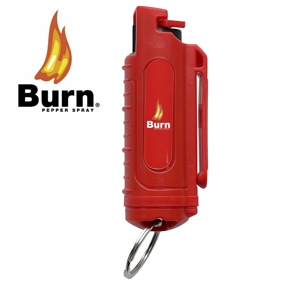 8 BURN Pepper Spray Keychain 1/2oz Self Defense in Red Hard Shell Security Case