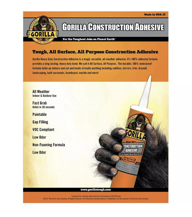 Gorilla 9 Oz. All Surface Construction Adhesive 8010003