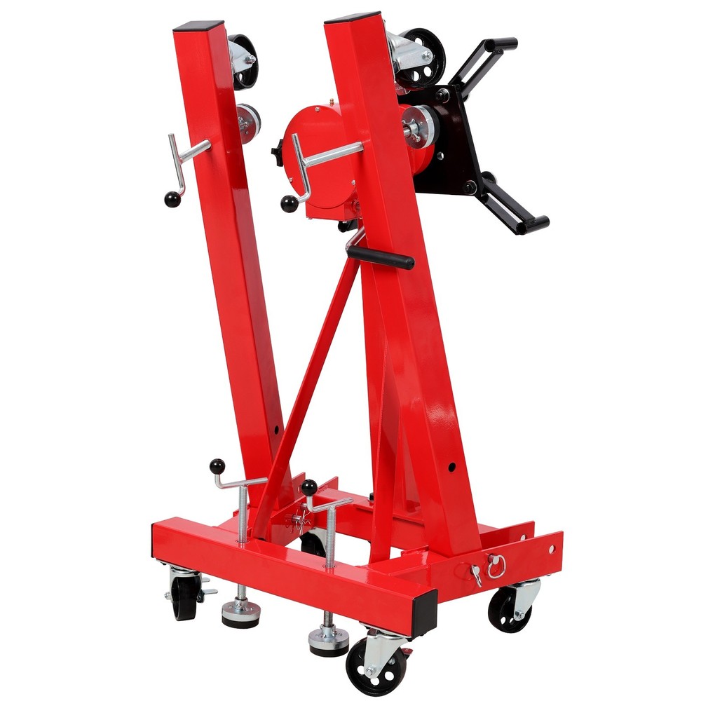 1500lbs Folding Engine Stand - 360° Rotating Head, Red