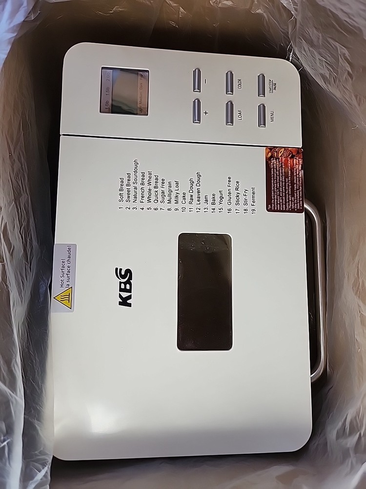 KBS MBF-013A Fully Automatic 19 Programs Bread Maker Machine Beige New