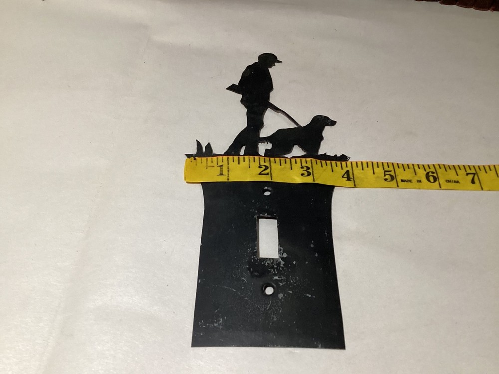 METAL LIGHT SWITCH WALL PLATE Hunter with Dog