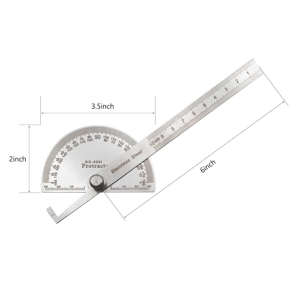 Lightweight Angle Measurement Tool – Stainless Steel Protractor with Laser Etch