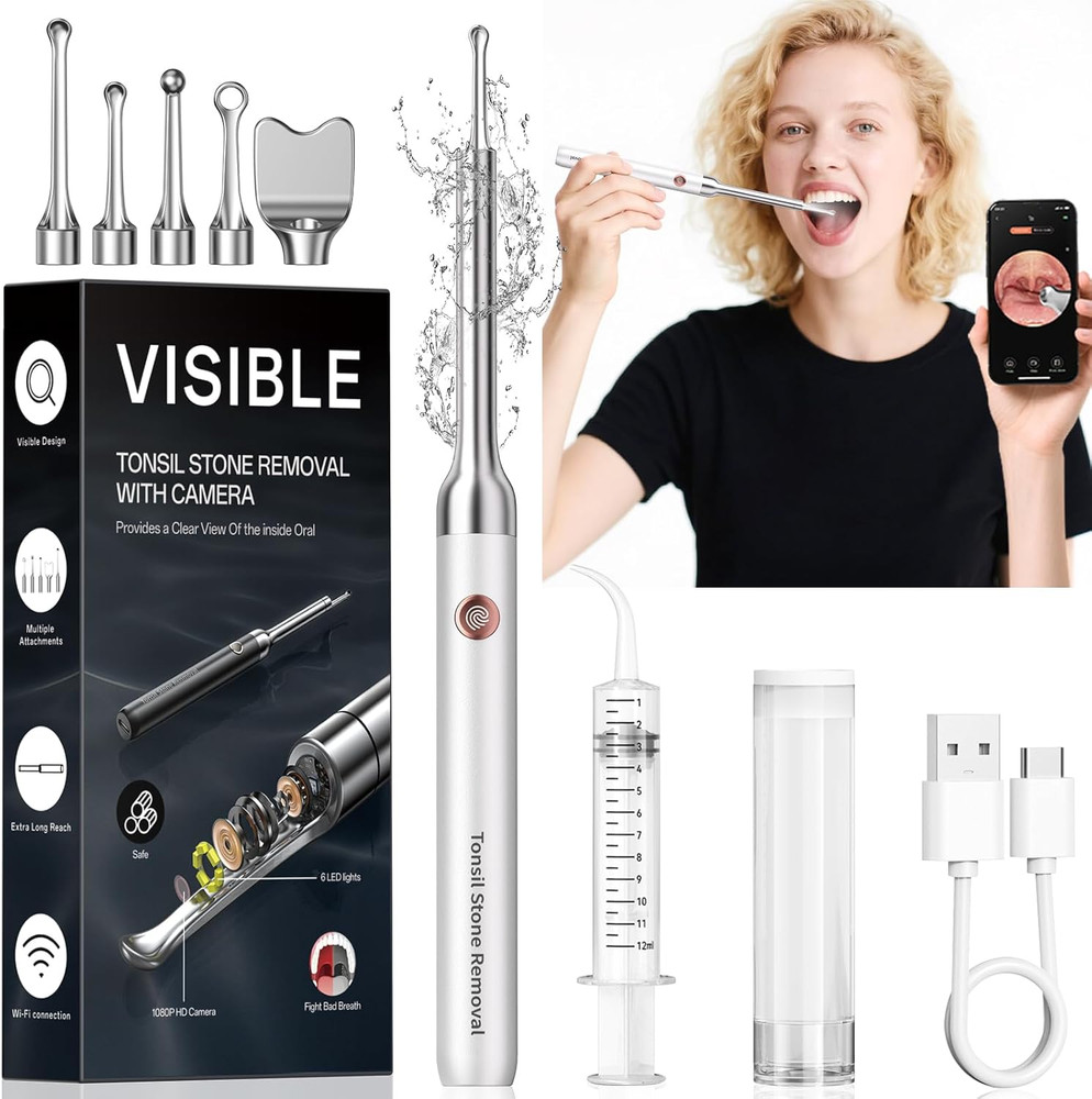 Tonsil Stone Remover with Camera - Upgraded Visual Tonsil Stone Removal Kit with