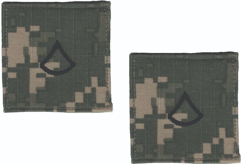2 ACU PFC Private First Class Rank Patch Hook Back Army (2" in)