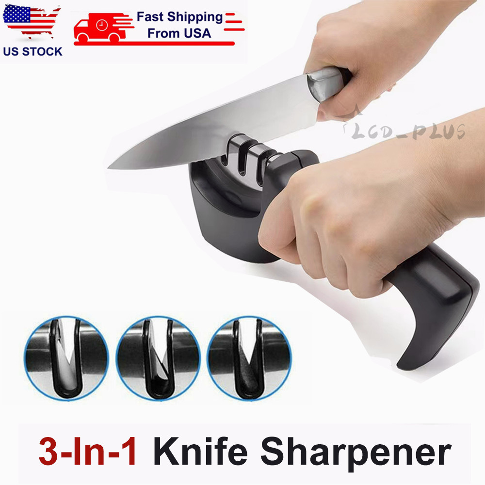 3 Stage Knife Sharpener Professional Ceramic Tungsten Kitchen Sharpening System