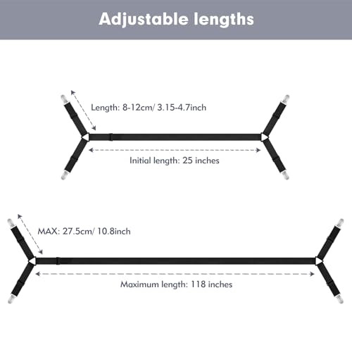 2 Pcs Bed Sheet Straps, Adjustable Fitted Sheet Clips Keeping Sheets Place