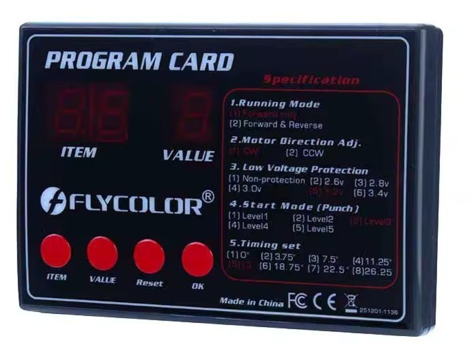 Goolsky Flycolor Programing Card for RC Cars ESC Electronic Speed Controller