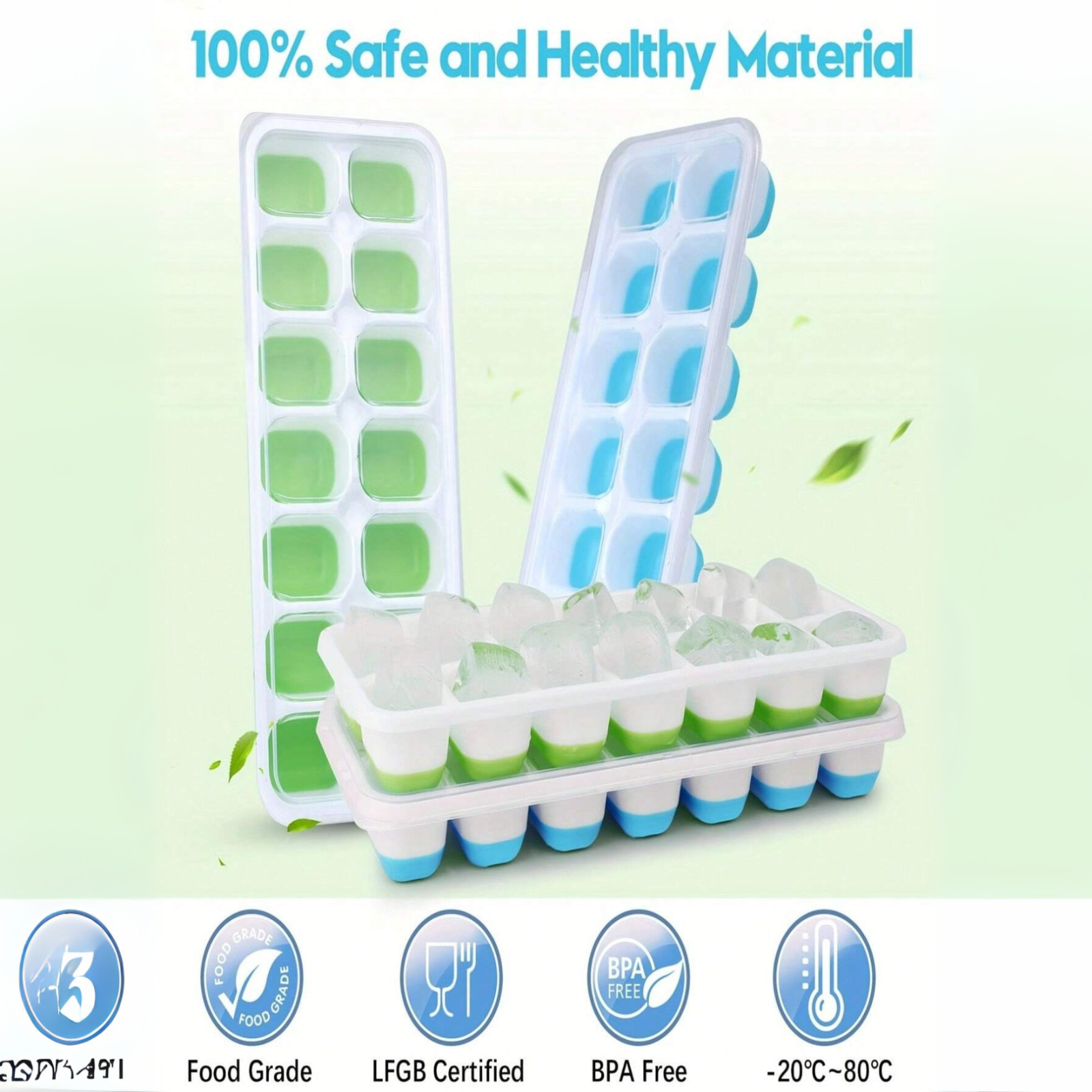 1pc Ice Cube Tray 14-cube BPA Free Ice Cube Freezer Mould With Stackable Cover