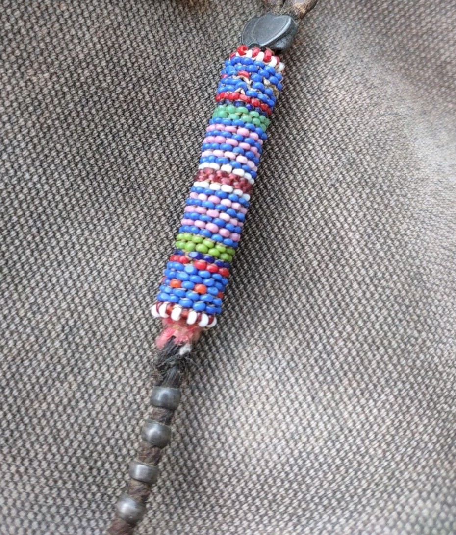 Kiowa Hair Drop Antique Native American Beaded Hair Ornament Braid Drop 1870