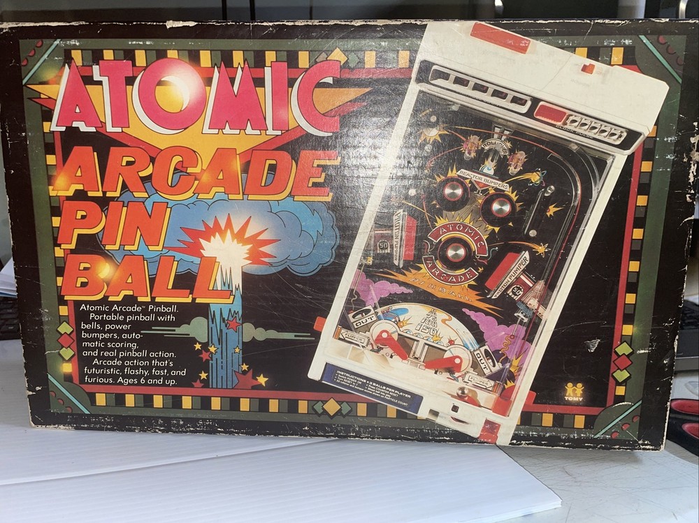 Vintage TOMY 1979 Atomic Arcade Electronic Pinball Machine Full Untested