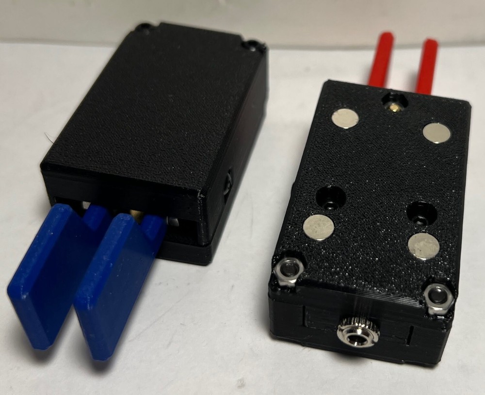 KM4CFT Iambic paddle KIT CW Morse code with RED or BLUE levers, magnets in base