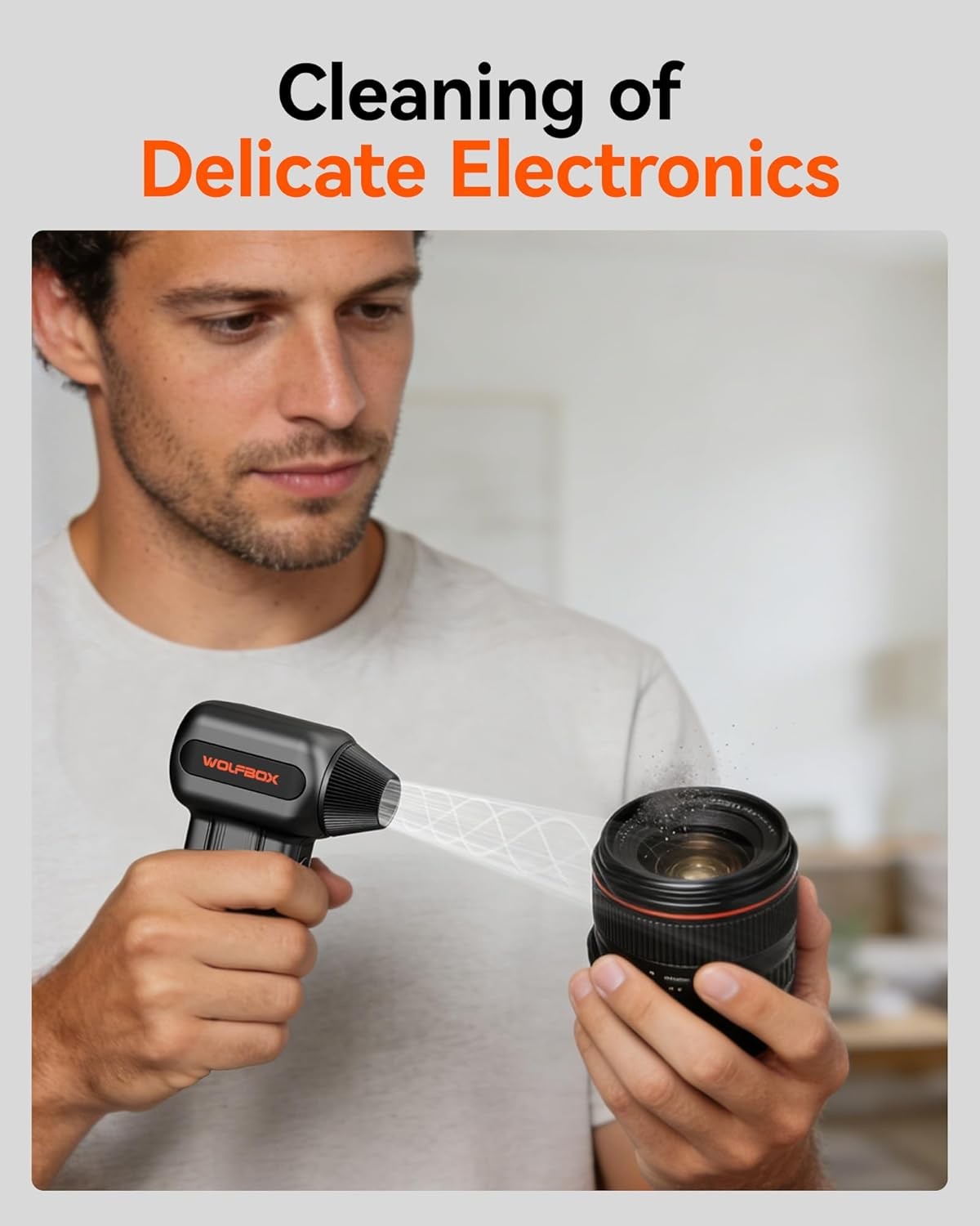 WOLFBOX MF60 Cordless Electric Air Blower Fast Charge 3 Speed for Keyboard, Car