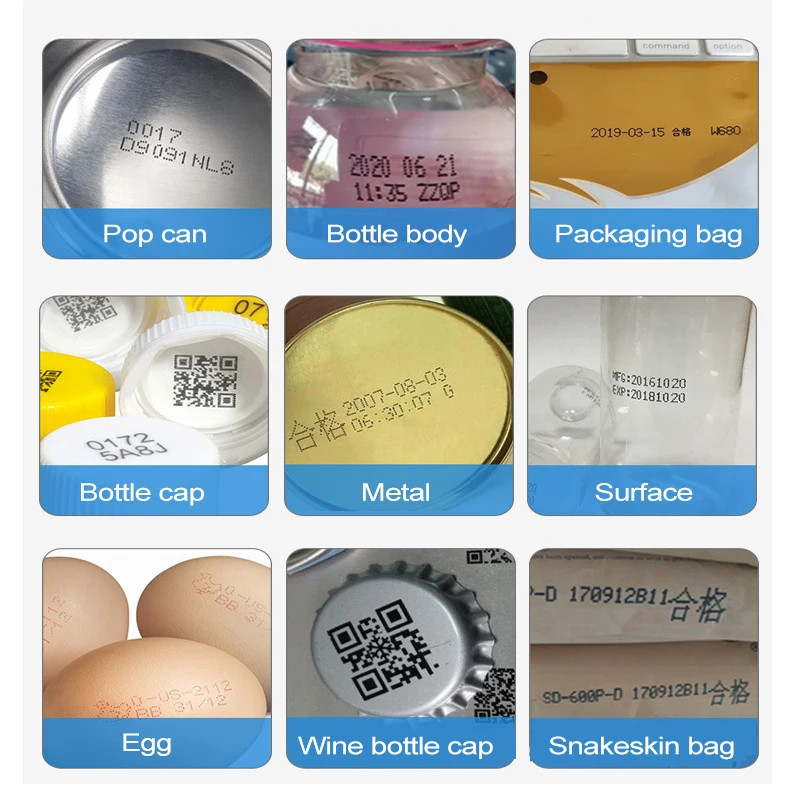 Mini handheld inkjet printer prints expiration date, batch number, barcode image