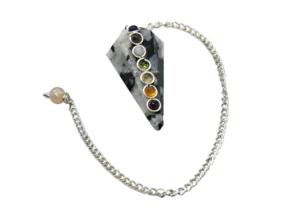 Rainbow Moonstone Dowsing Crystal Chakra Pendulum