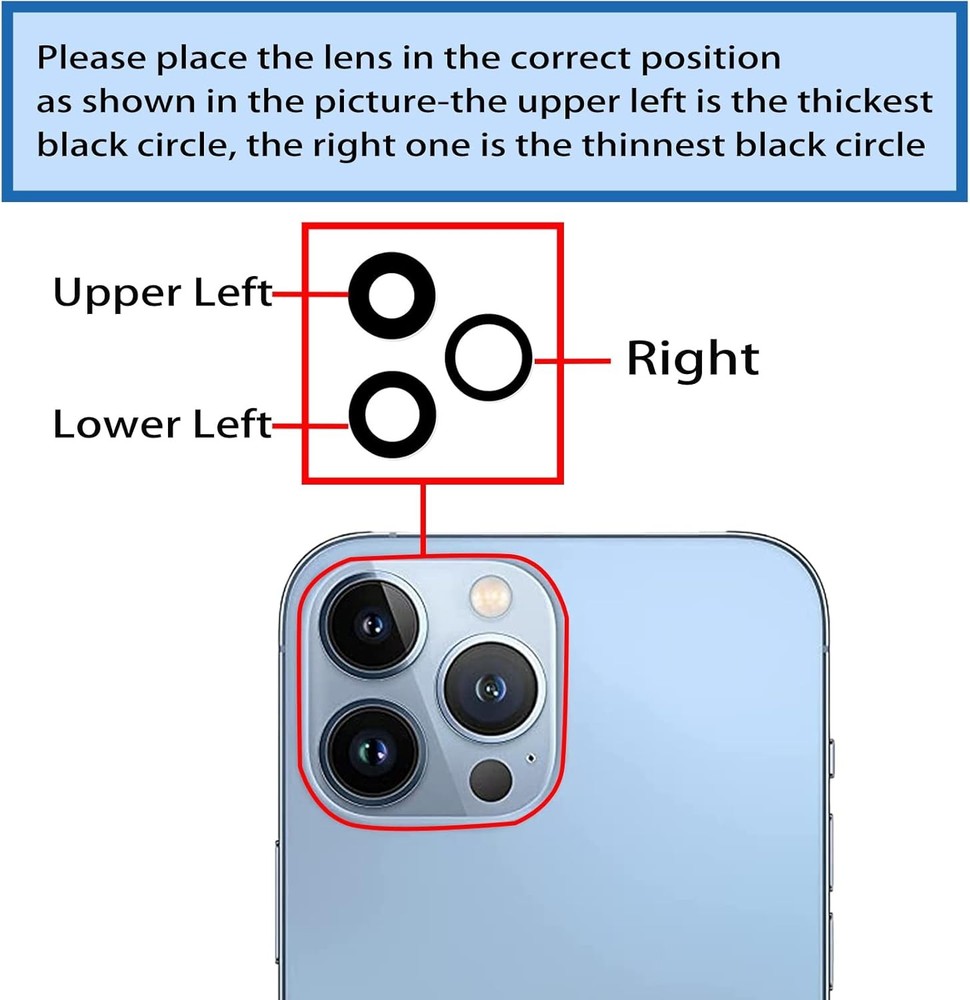 3pcs/Set Rear Back Camera Lens Covers Replacement for iPhone 13 Pro Max Back...