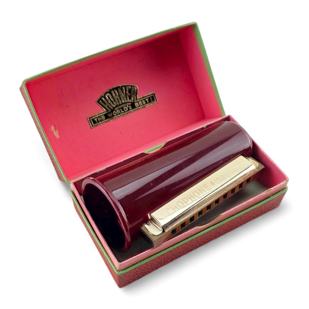 Vintage M. Hohner Echophone Harmonica w/ Echo Chamber & Original Box Germany